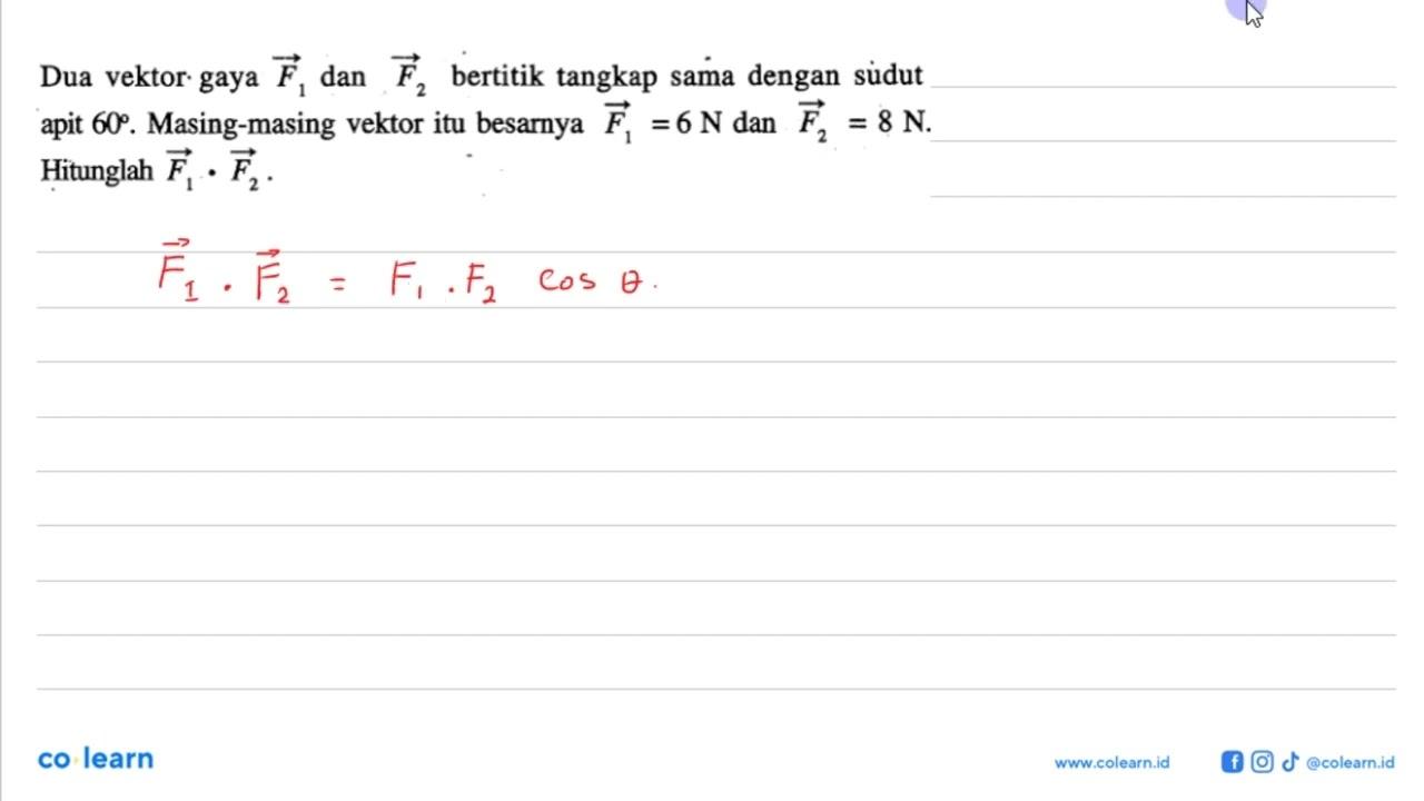 Dua vektor·gaya vektor F1 dan F2 bertitik tangkap sama