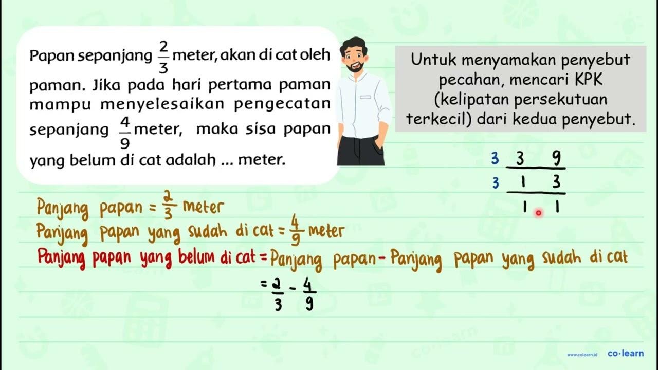 Papan sepanjang (2)/(3) meter, akan di cat oleh paman. Jika