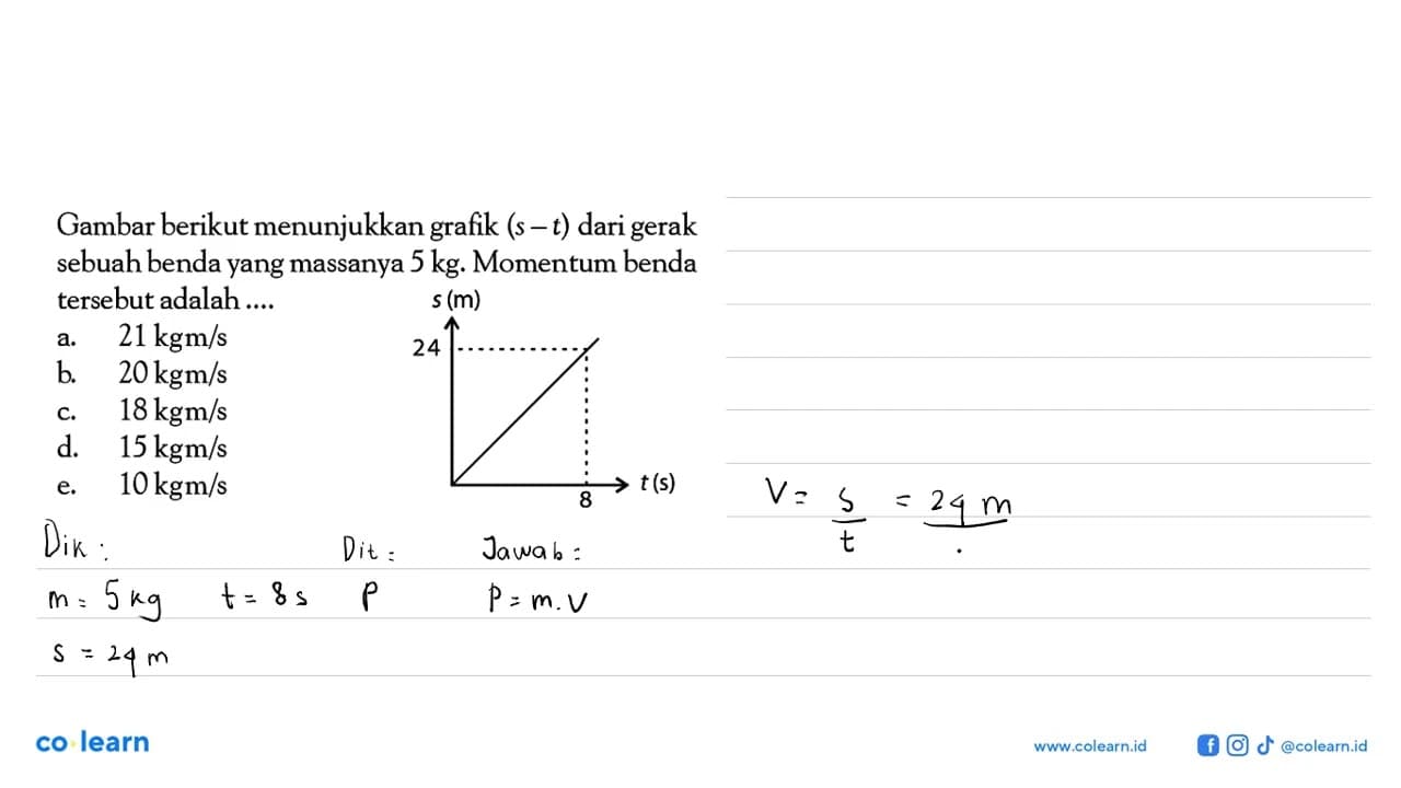 Gambar berikut menunjukkan grafik (s-t) dari gerak sebuah