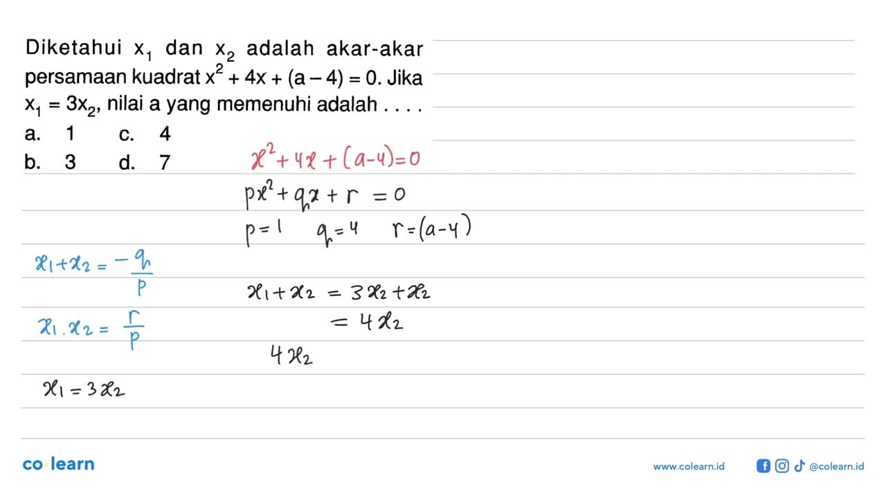 Diketahui x1 dan x2 adalah akar-akar persamaan kuadrat x^2