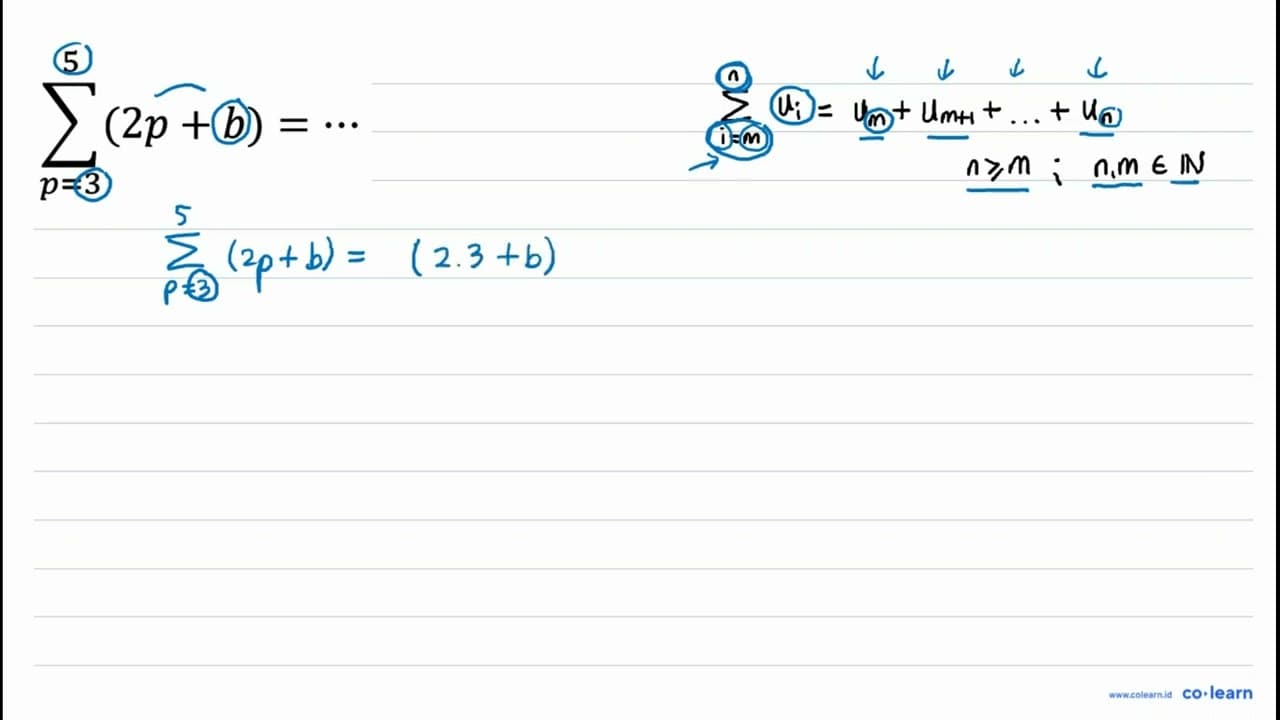 sigma{p=3)^(5)(2 p+b)=..