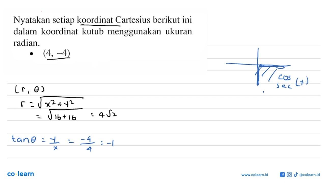 Nyatakan setiap koordinat Cartesius berikut ini dalam