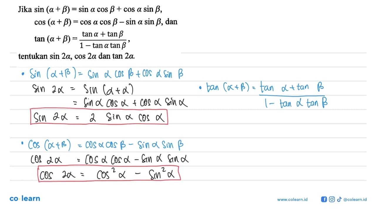 Jika sin(alpha + beta) = sin alpha cos beta + cos alpha sin