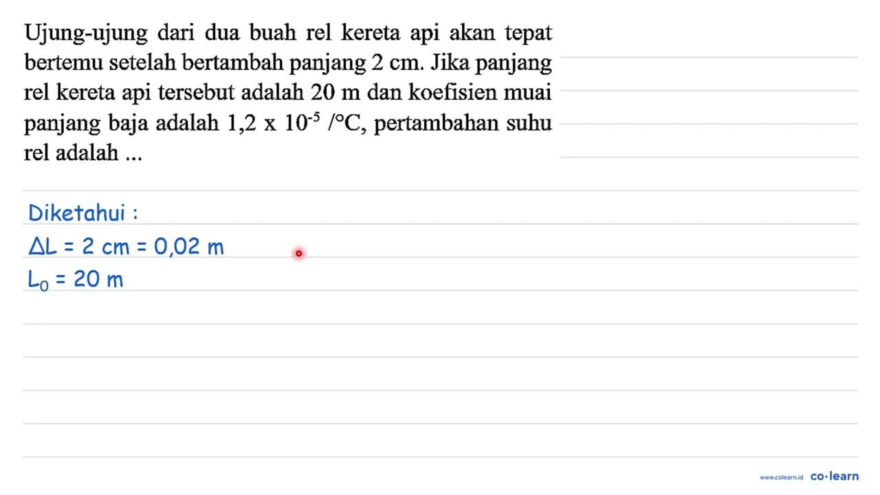 Ujung-ujung dari dua buah rel kereta api akan tepat bertemu