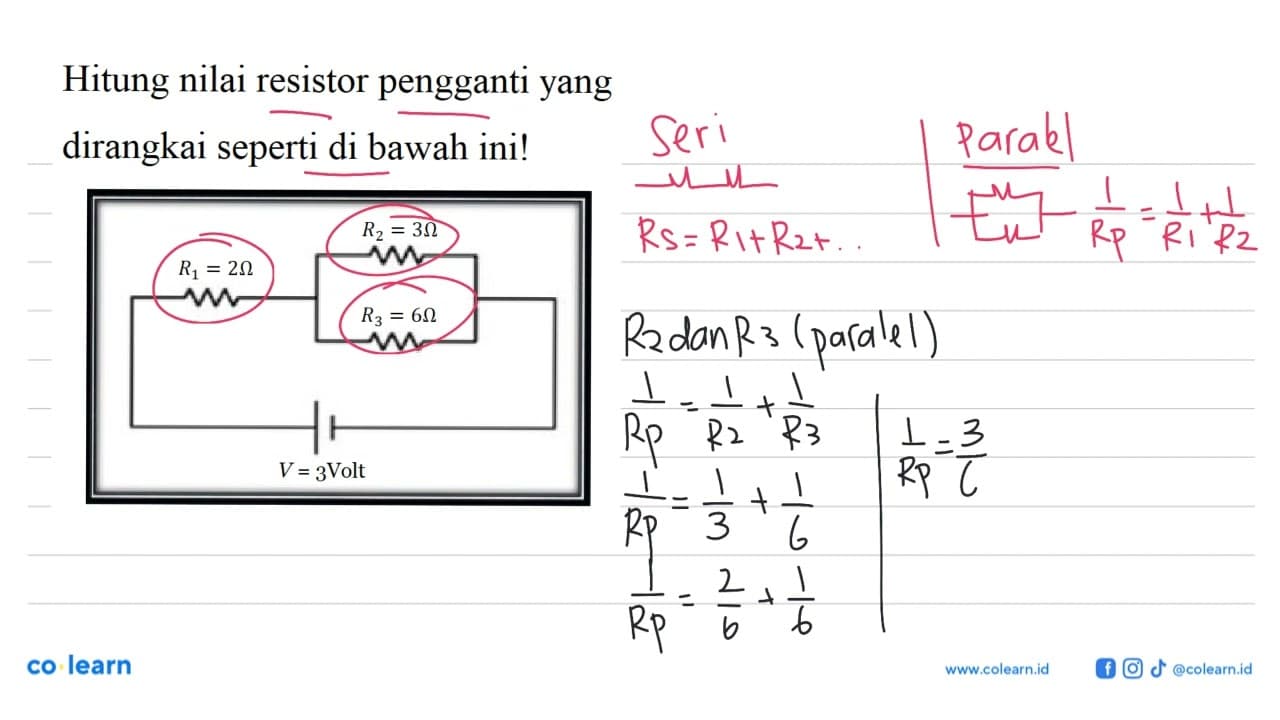 Hitung nilai resistor pengganti yang dirangkai seperti di