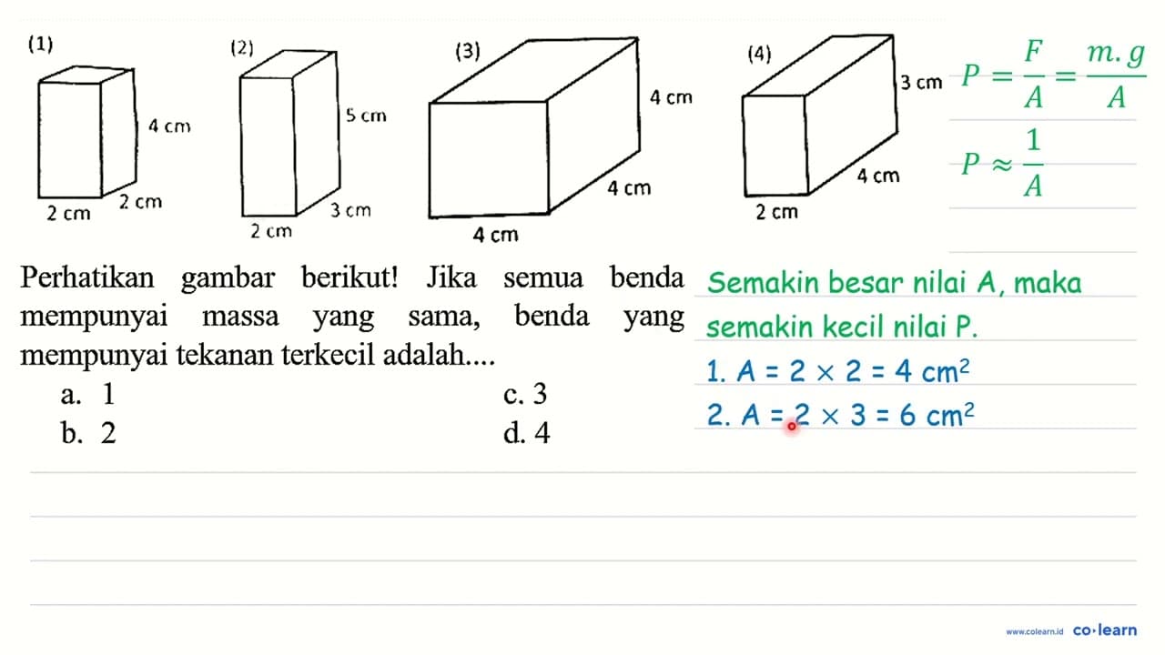 (4) 3 cm Perhatikan gambar berikut! Jika semua benda