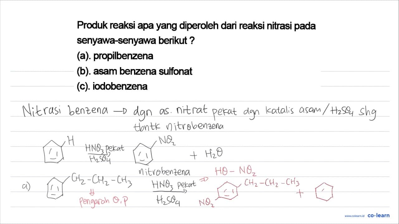 Produk reaksi apa yang diperoleh dari reaksi nitrasi pada