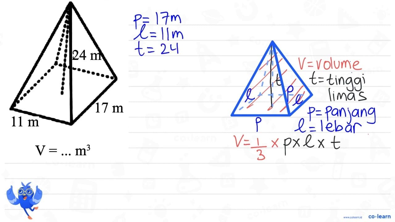 V=... m^3 11 m 17 m 24 m