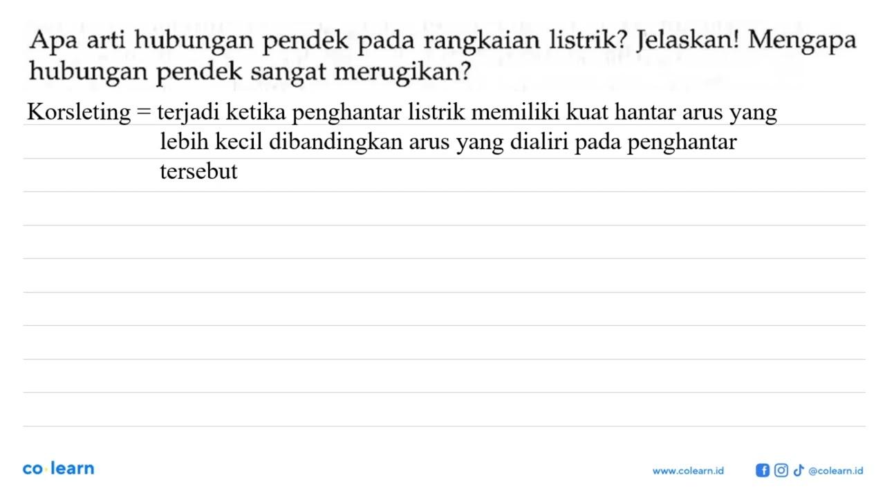 Apa arti hubungan pendek pada rangkaian listrik? Jelaskan!