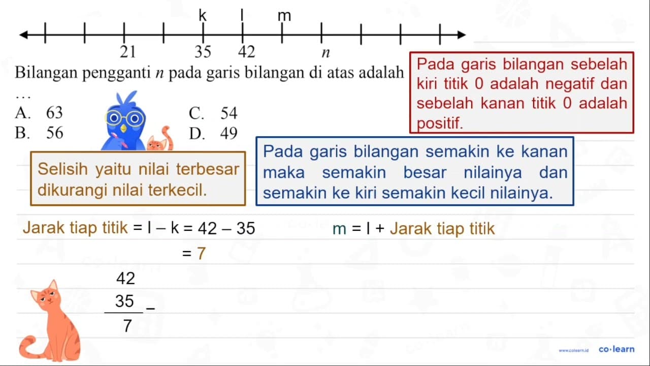 Bilangan pengganti n pada garis bilangan di atas adalah ..