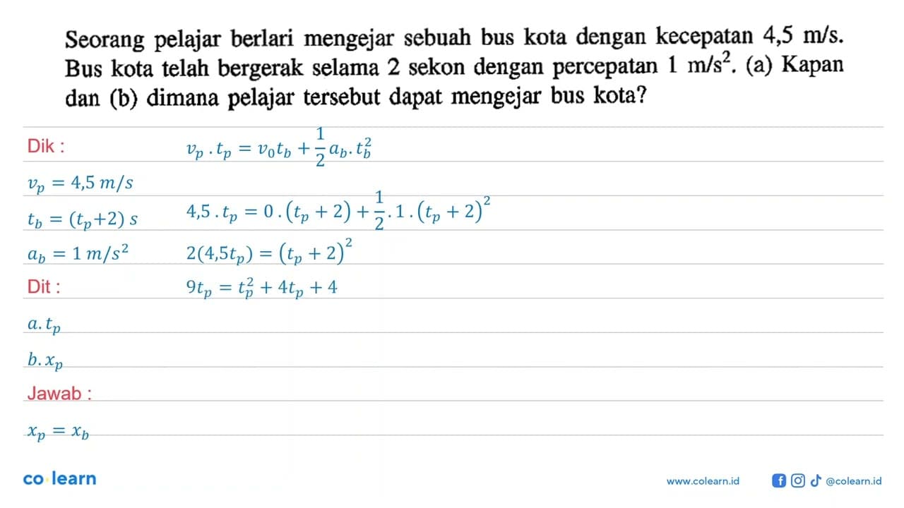 Seorang pelajar berlari mengejar sebuah bus kota dengan