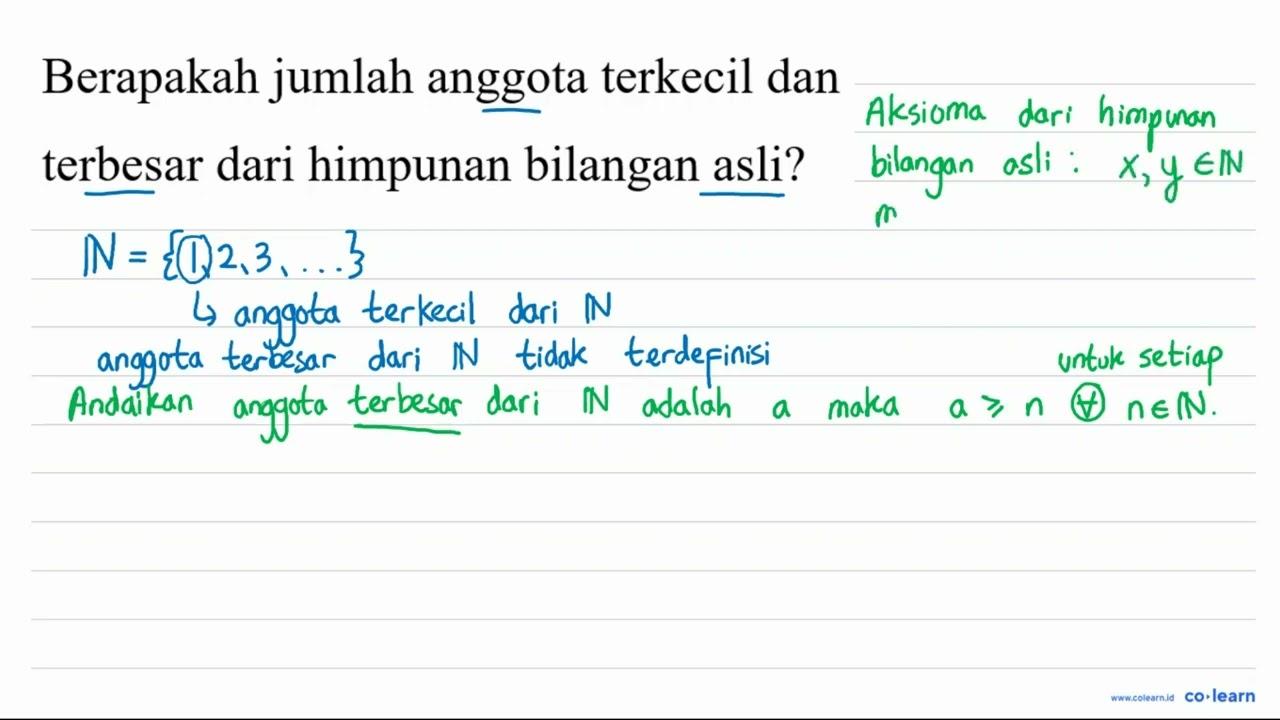 berapakah jumlah anggota terkecil dan terbesar dari