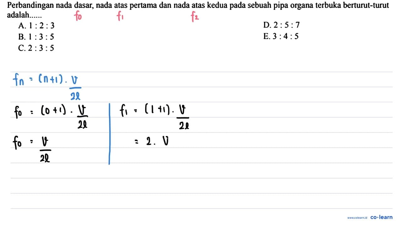 Perbandingan nada dasar, nada atas pertama dan nada atas