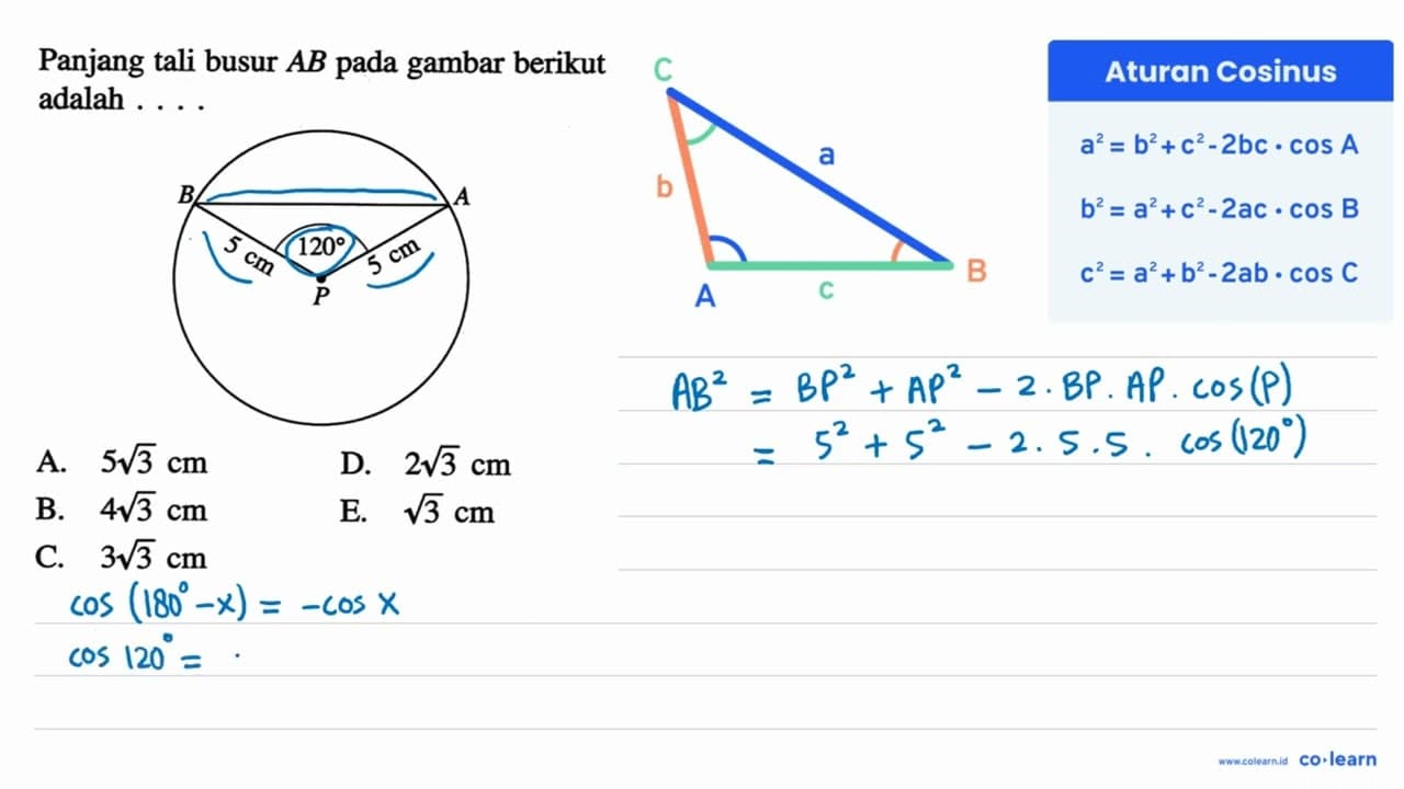 Panjang tali busur AB pada gambar berikut adalah ...A. 5