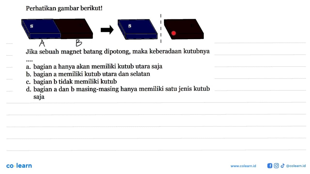 perhatikan gambar berikut! Jika sebuah magnet batang