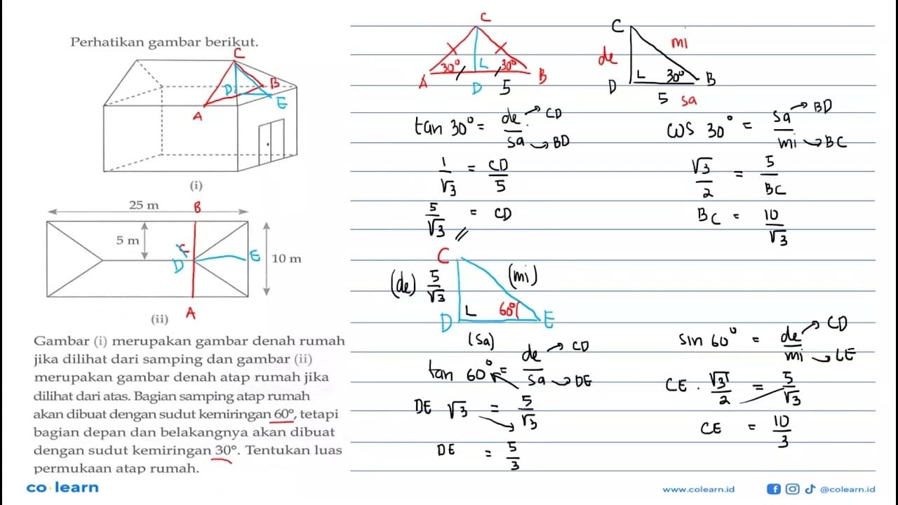 Perhatikan gambar berikut. (i) 25 m 5 m 10 m (ii) Gambar