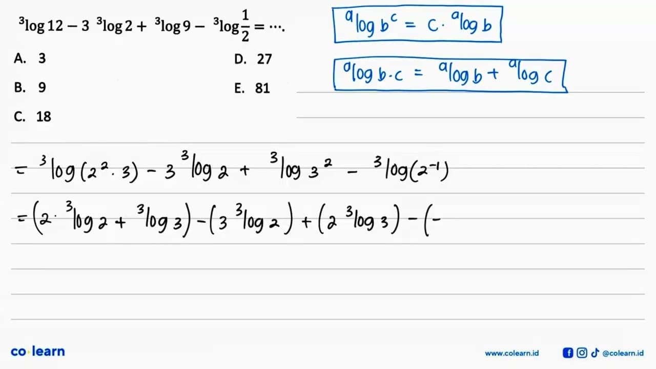 3log12-3 3log2+3log9-3log(1/2)=...