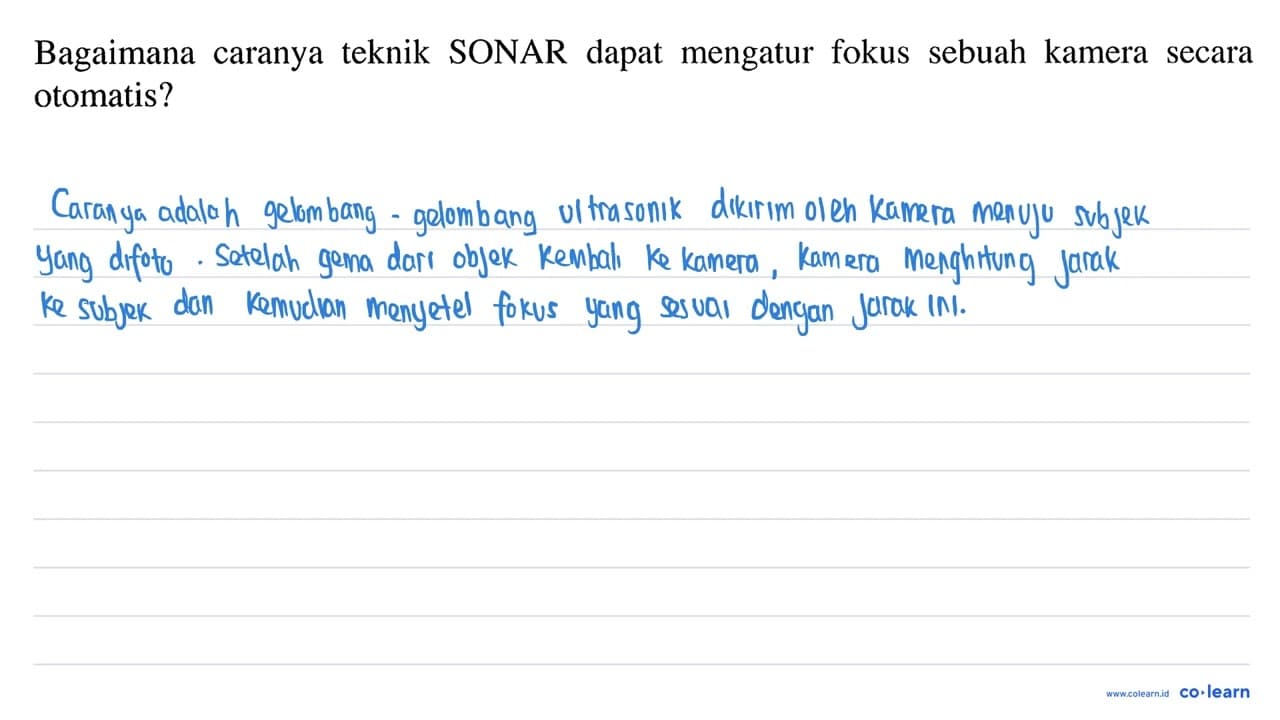 Bagaimana caranya teknik SONAR dapat mengatur fokus sebuah