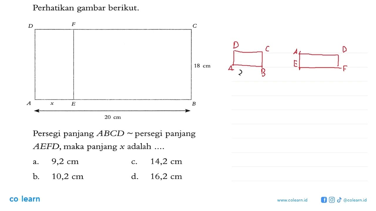 Perhatikan gambar berikut. 3 cm x x 24 cm 42 cm 3 cm Gambar