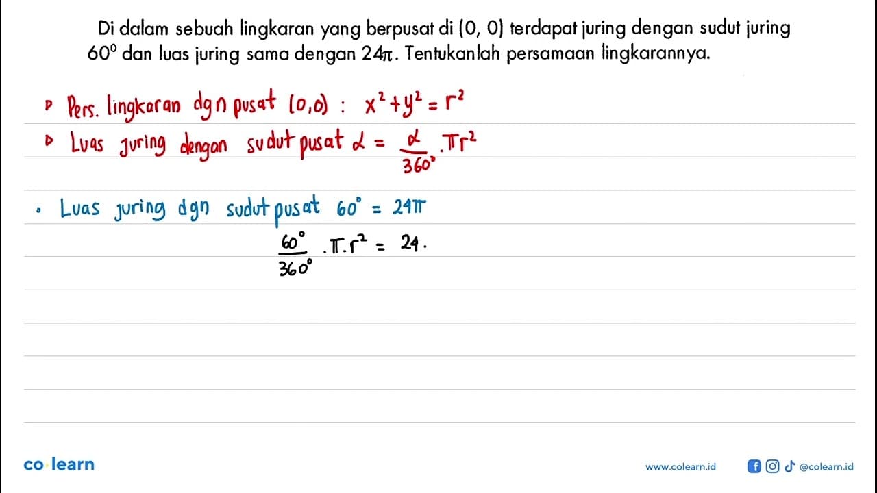 Di dalam sebuah lingkaran yang berpusat di (0,0) terdapat