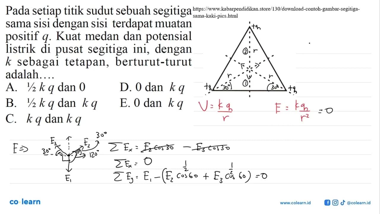 Pada setiap titik sudut sebuah segitigasama sisi dengan