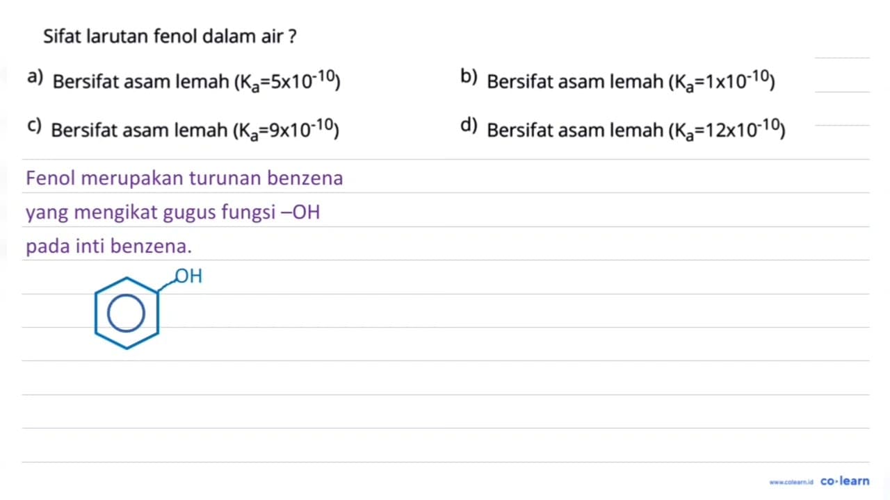 Sifat larutan fenol dalam air ?