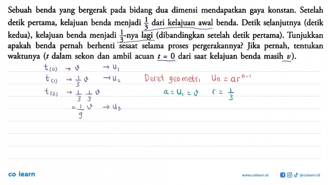 Sebuah benda yang bergerak pada bidang dua dimensi