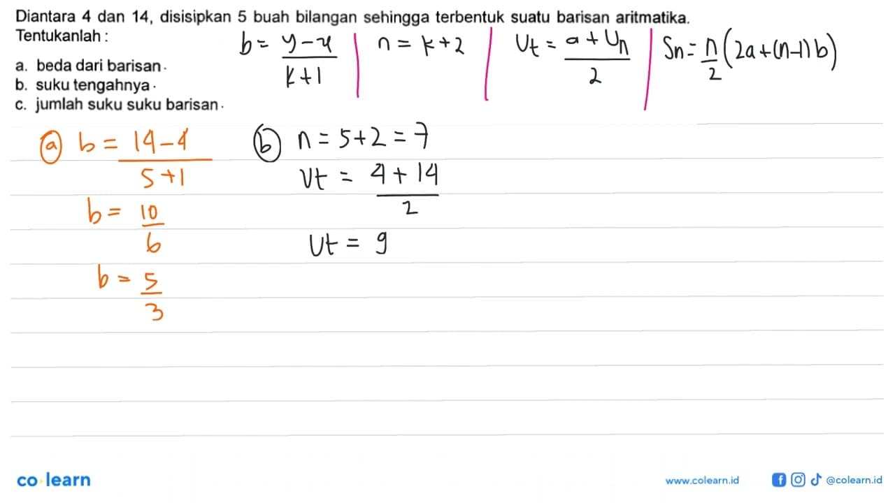 Diantara 4 dan 14, disisipkan 5 buah bilangan sehingga