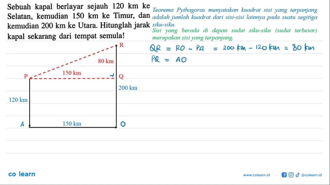 Sebuah kapal berlayar sejauh 120 km ke Selatan, kemudian