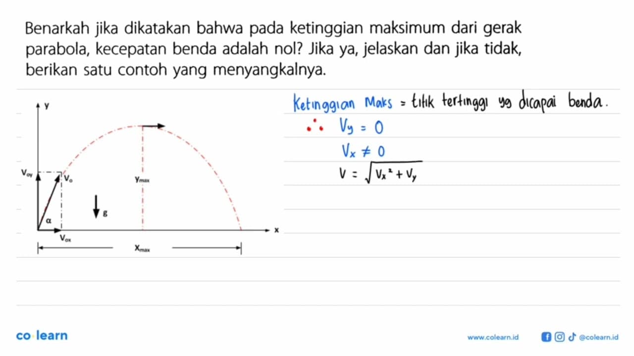 Benarkah jika dikatakan bahwa pada ketinggian maksimum dari