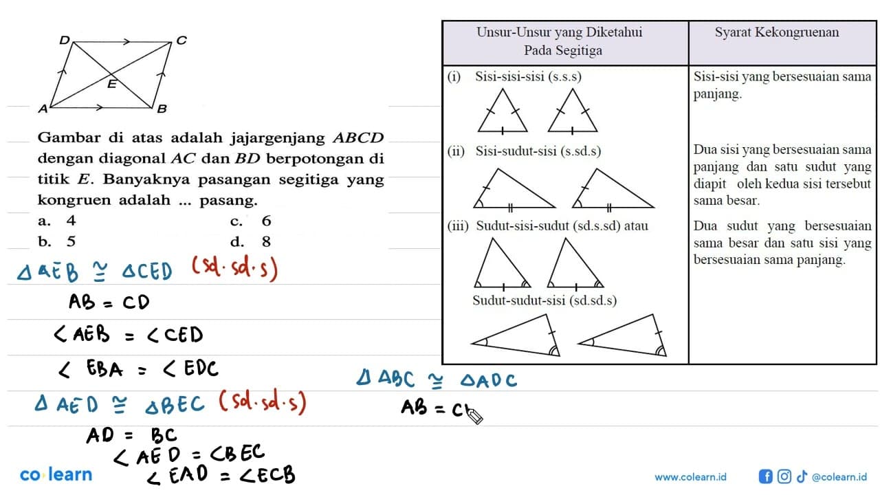 Gambar di atas adalah jajargenjang ABCD dengan diagonal AC