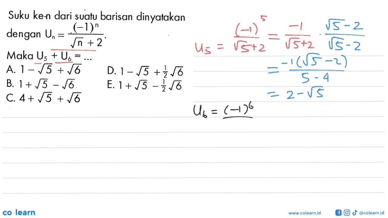 Suku ke-n dari suatu barisan dinyatakan dengan