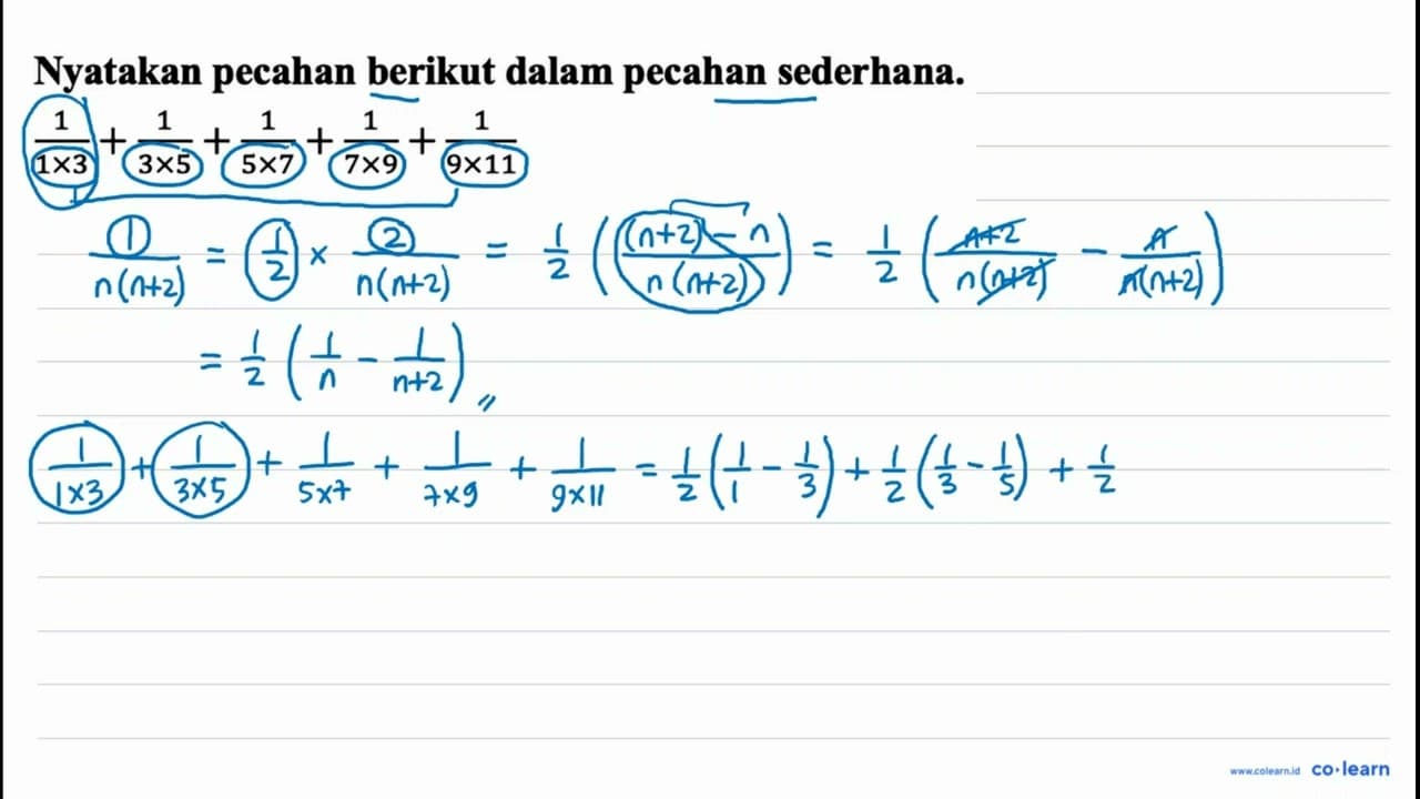 Nyatakan pecahan berikut dalam pecahan sederhana. (1)/(1 x