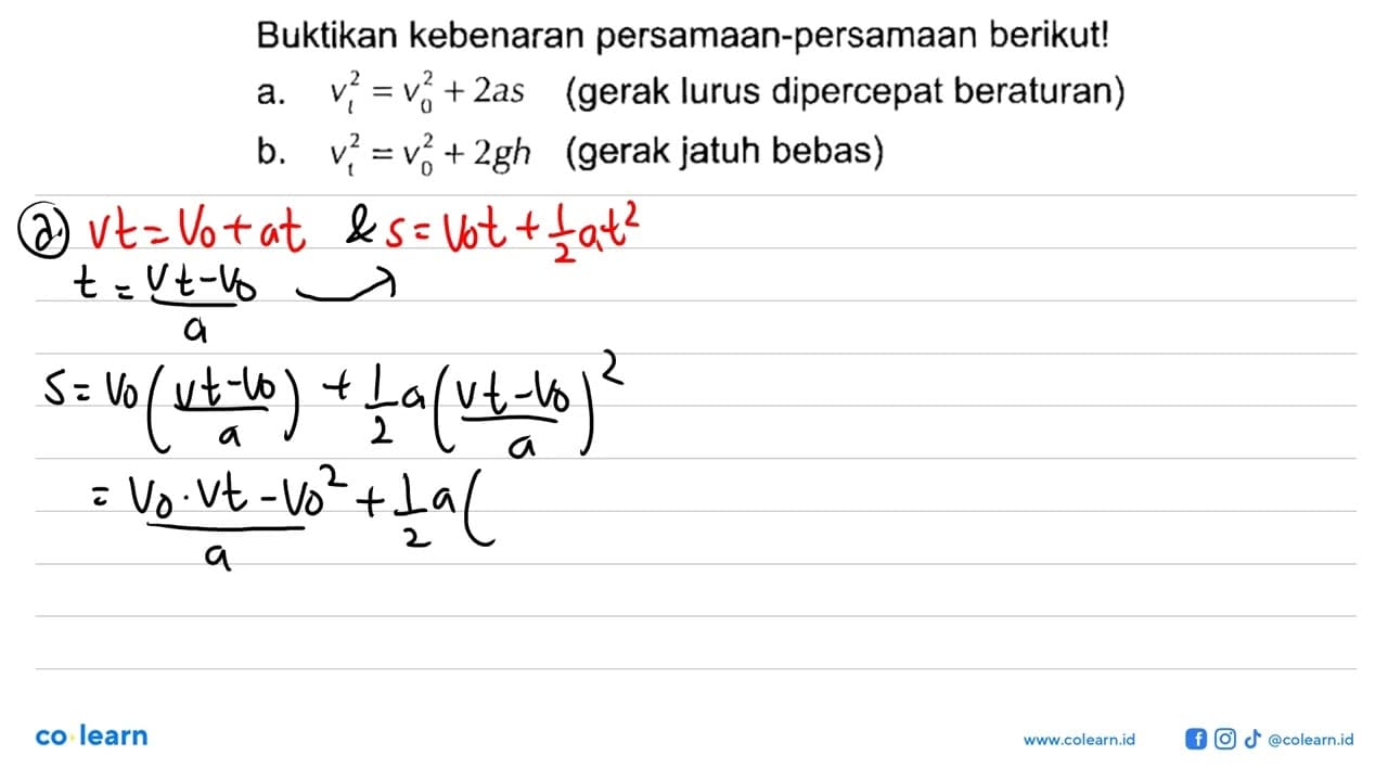 Buktikan kebenaran persamaan-persamaan berikut! a. vt^2