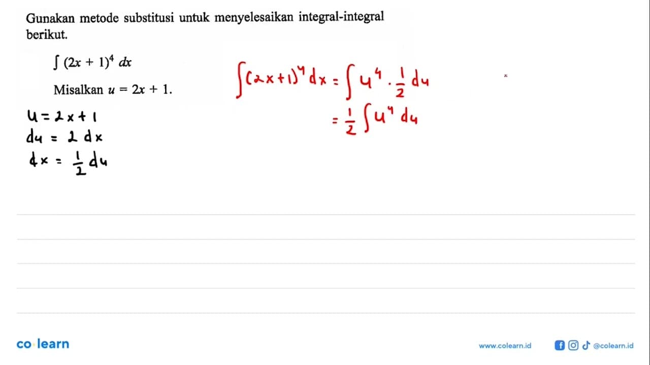 Gunakan metode substitusi untuk menyelesaikan