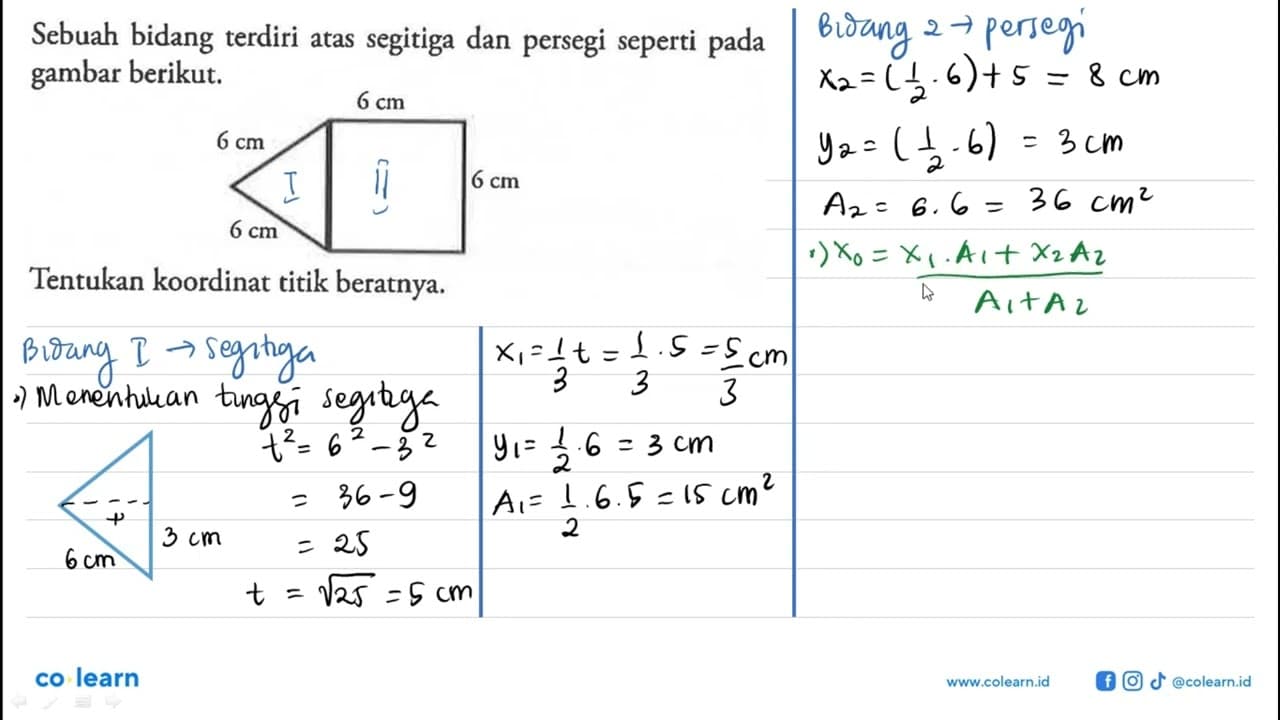 Sebuah bidang terdiri atas segitiga dan persegi seperti