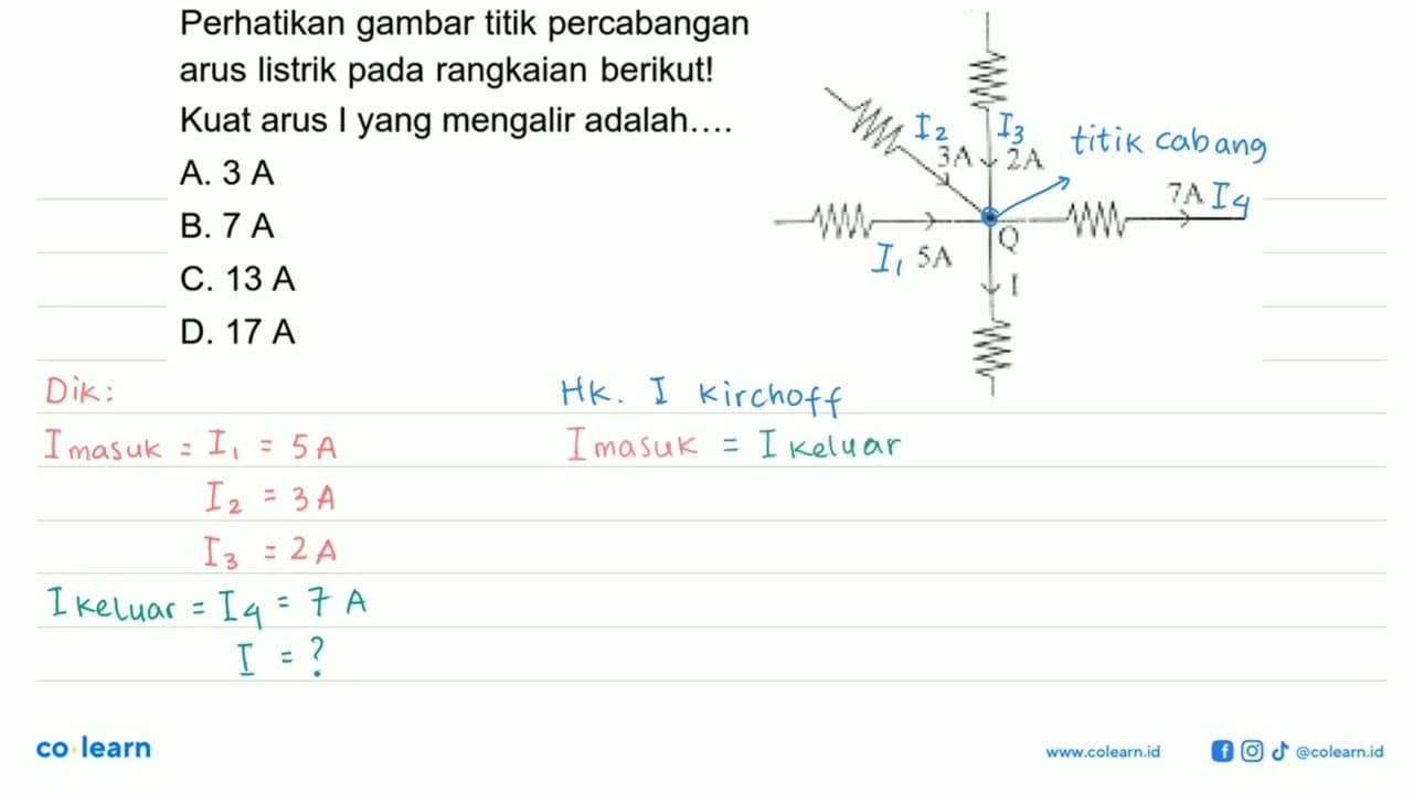 Perhatikan gambar titik percabangan arus listrik pada