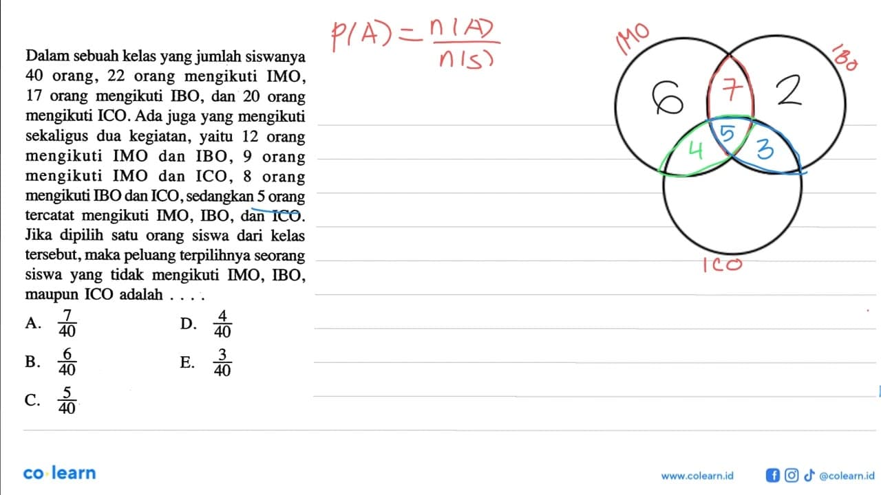 Dalam sebuah kelas yang jumlah siswanya 40 orang, 22 orang