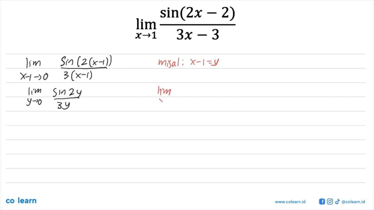 lim x->1 (sin(2x-2))/(3x-3)