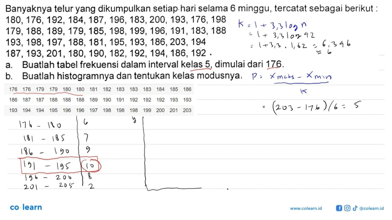 Banyaknya telur yang dikumpulkan setiap. hari selama 6