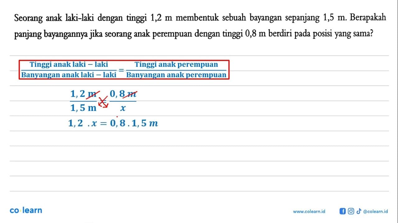 Seorang anak laki-laki dengan tinggi 1,2 m membentuk sebuah