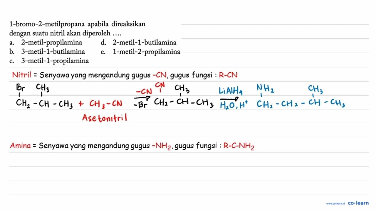 1-bromo-2-metilpropana apabila direaksikan dengan suatu