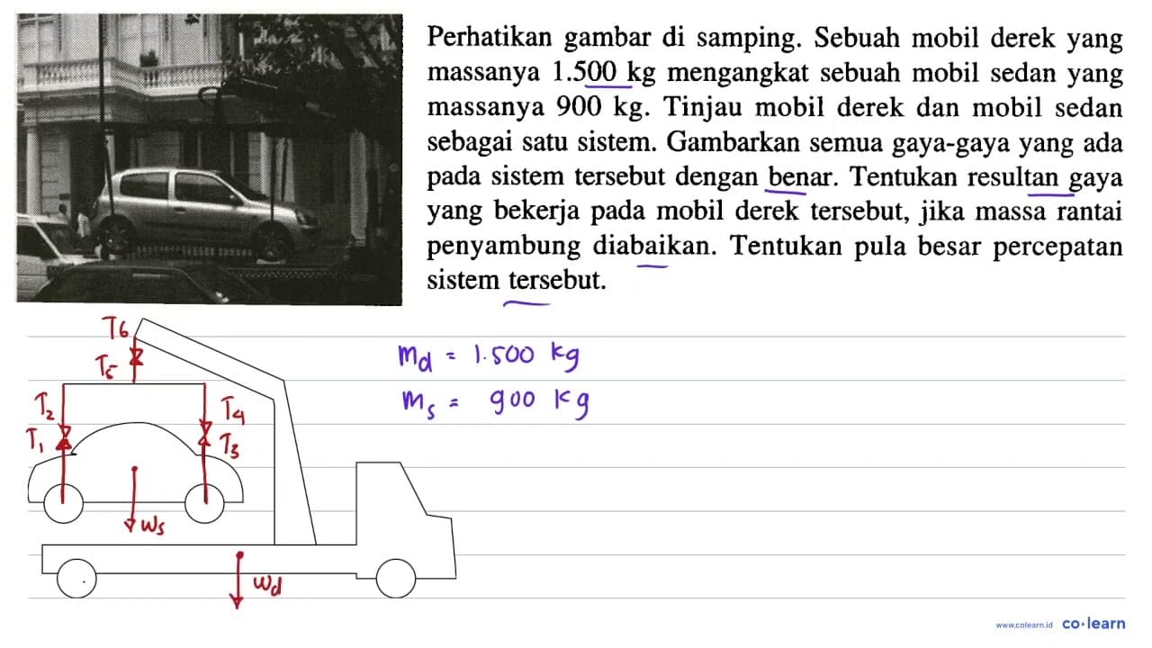 massanya 1.500 kg mengangkat sebuah mobil sedan yang