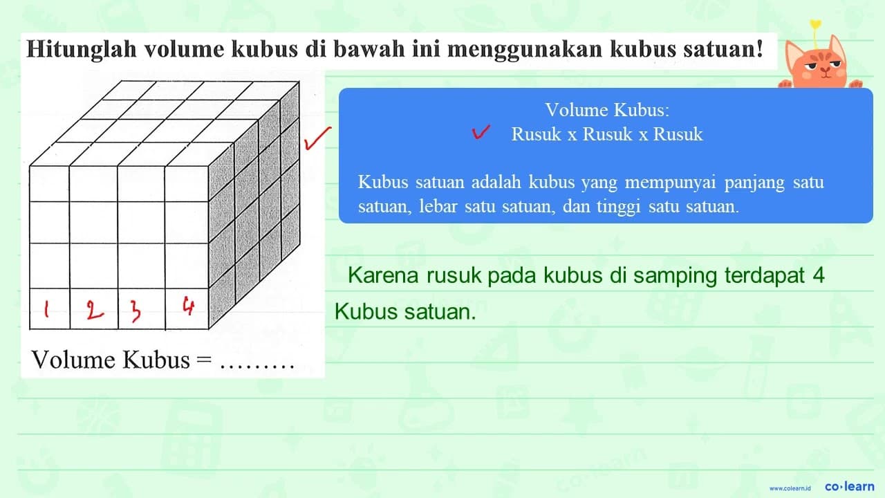 Hitunglah volume kubus di bawah ini menggunakan kubus