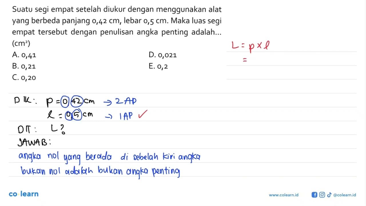 Suatu segi empat setelah diukur dengan menggunakan alat