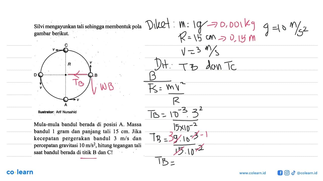 Silvi mengayunkan tali sehingga membentuk pola gambar