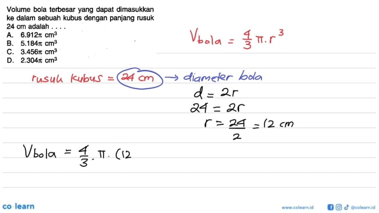 Volume bola terbesar yang dapat dimasukkan ke dalam sebuah