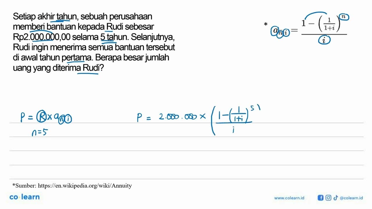 Setiap akhir tahun, sebuah perusahaan memberi bantuan