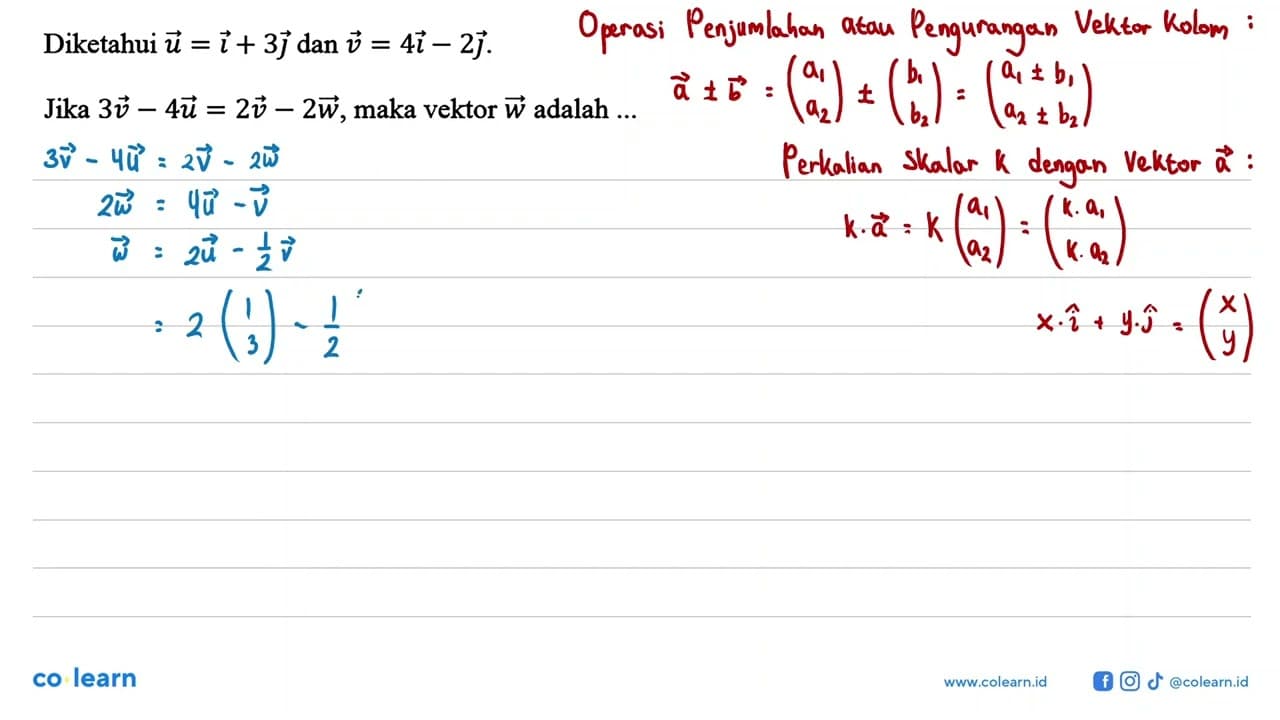 Diketahui vektor u=i+3j dan vektor v=4i-2j. Jika