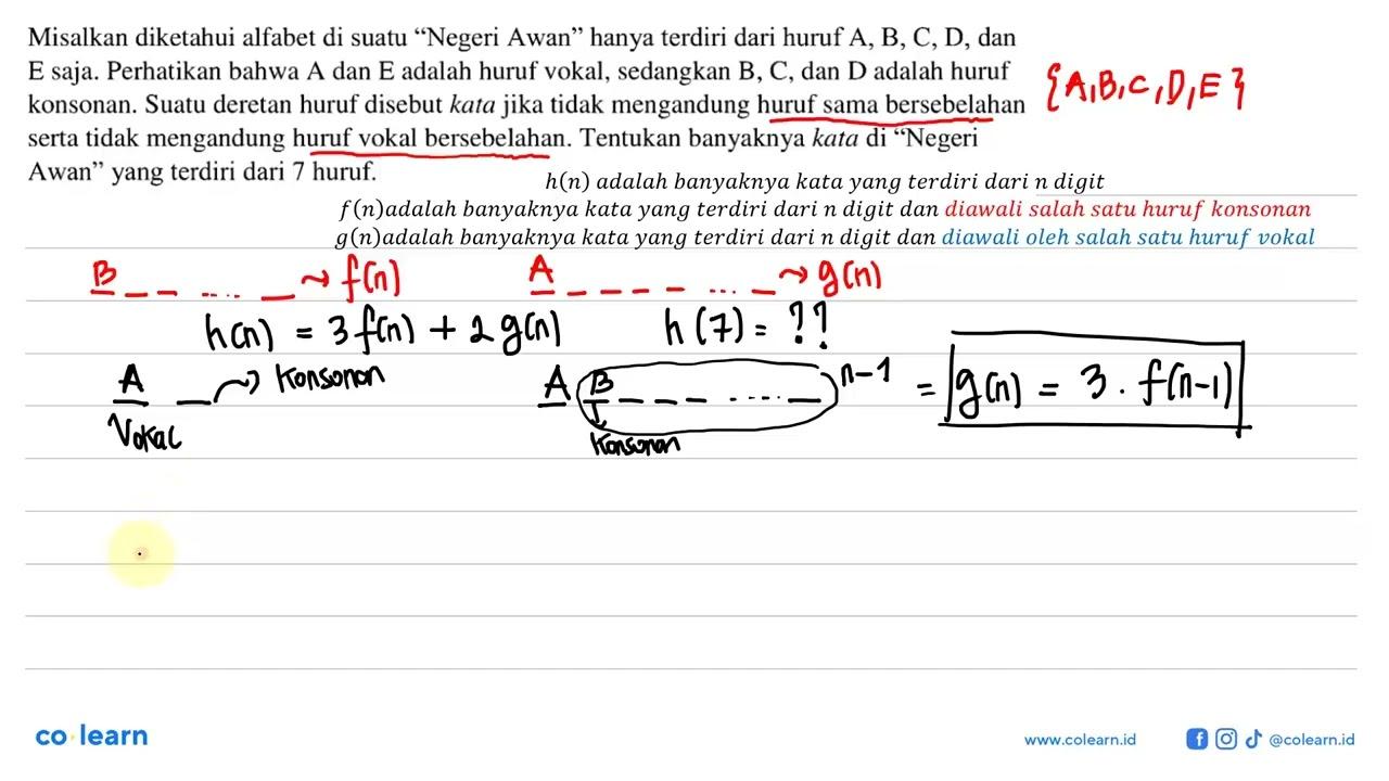 Misalkan diketahui alfabet di suatu 'Negeri Awan' hanya